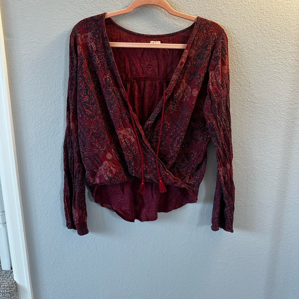 Hollister Red Wrap Blouse Relaxed Style